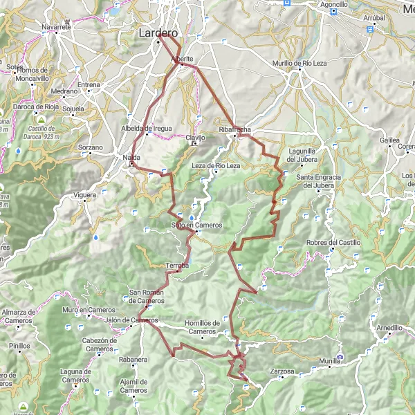 Miniatua del mapa de inspiración ciclista "Ruta aventurera por Ribafrecha y Jalón de Cameros" en La Rioja, Spain. Generado por Tarmacs.app planificador de rutas ciclistas