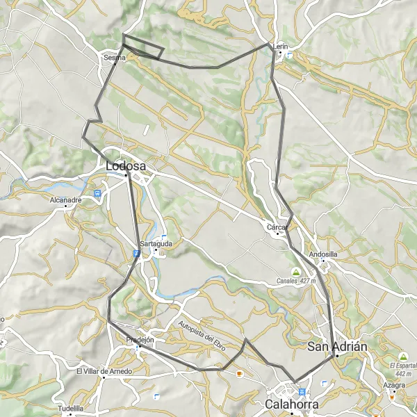 Miniatua del mapa de inspiración ciclista "Ruta de Ciclismo por Pradejón y sus Alrededores" en La Rioja, Spain. Generado por Tarmacs.app planificador de rutas ciclistas
