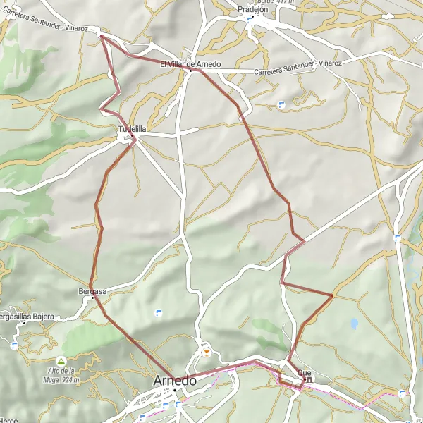 Map miniature of "The Gravel Adventure" cycling inspiration in La Rioja, Spain. Generated by Tarmacs.app cycling route planner