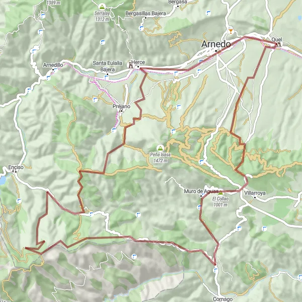 Miniatua del mapa de inspiración ciclista "Ruta de Ciclismo de Gravel desde Quel a Sierra El Palo" en La Rioja, Spain. Generado por Tarmacs.app planificador de rutas ciclistas