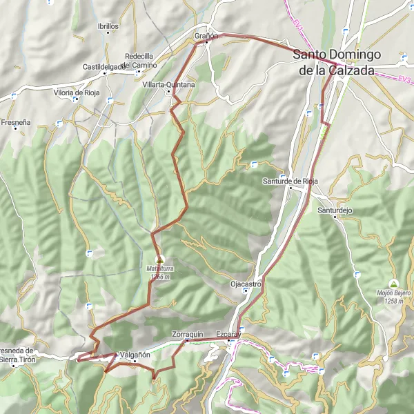 Miniatuurkaart van de fietsinspiratie "Rondrit met gravelbike: Cerro Mirabel, Grañón en Ojacastro" in La Rioja, Spain. Gemaakt door de Tarmacs.app fietsrouteplanner