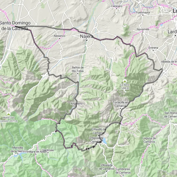 Map miniature of "The Legendary Challenge: A Road Cycling Epic Adventure" cycling inspiration in La Rioja, Spain. Generated by Tarmacs.app cycling route planner