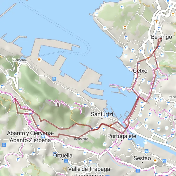 Miniatua del mapa de inspiración ciclista "Ruta de Puente Colgante de Bizkaia - Bizkaia zubia a Urkogana" en País Vasco, Spain. Generado por Tarmacs.app planificador de rutas ciclistas