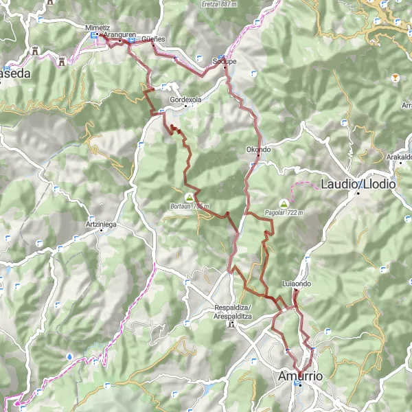 Map miniature of "Amurrio - Pico de Vela Loop" cycling inspiration in País Vasco, Spain. Generated by Tarmacs.app cycling route planner