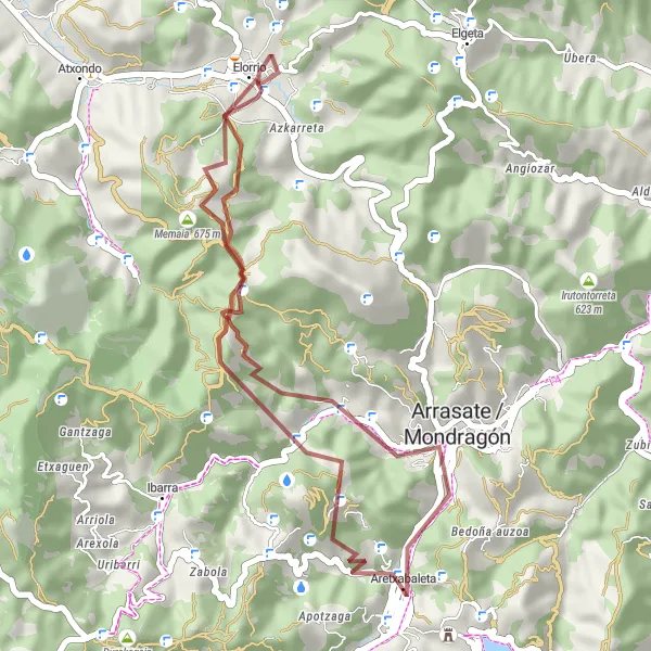 Miniatura della mappa di ispirazione al ciclismo "Gravel Gellao Loop" nella regione di País Vasco, Spain. Generata da Tarmacs.app, pianificatore di rotte ciclistiche