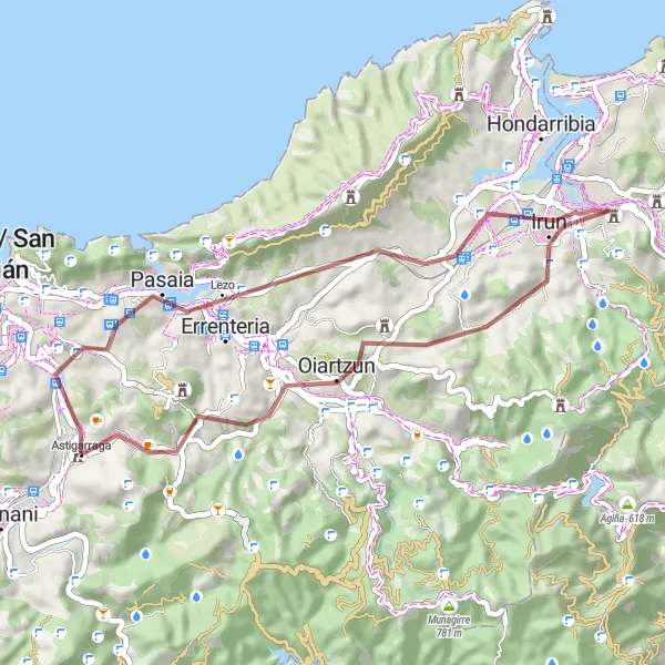 Karten-Miniaturansicht der Radinspiration "Kurze Gravelroute mit 772 m Aufstieg und 42 km Entfernung" in País Vasco, Spain. Erstellt vom Tarmacs.app-Routenplaner für Radtouren