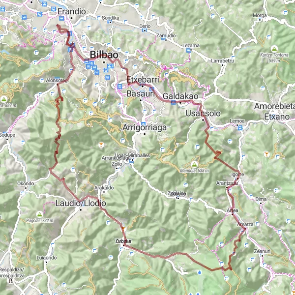 Miniatua del mapa de inspiración ciclista "Ruta circular en bicicleta todo terreno desde Barakaldo hasta Alonsotegi" en País Vasco, Spain. Generado por Tarmacs.app planificador de rutas ciclistas