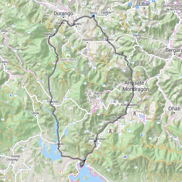 Map miniature of "The Classic Road Ride" cycling inspiration in País Vasco, Spain. Generated by Tarmacs.app cycling route planner