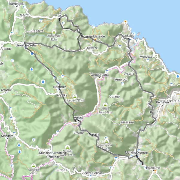 Miniaturní mapa "Cyklotrasa Larrazabal - Arbina" inspirace pro cyklisty v oblasti País Vasco, Spain. Vytvořeno pomocí plánovače tras Tarmacs.app