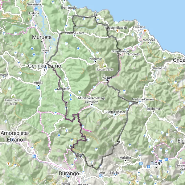 Miniaturní mapa "Okružní cyklotrasa kolem Ea" inspirace pro cyklisty v oblasti País Vasco, Spain. Vytvořeno pomocí plánovače tras Tarmacs.app