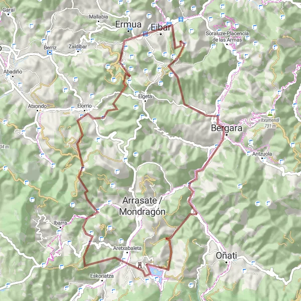 Miniatua del mapa de inspiración ciclista "Ruta en bicicleta de gravilla desde Eibar hasta Eibar" en País Vasco, Spain. Generado por Tarmacs.app planificador de rutas ciclistas