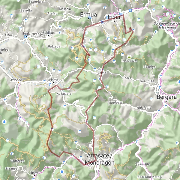 Miniaturní mapa "Gravelový výlet do okolí Eibaru" inspirace pro cyklisty v oblasti País Vasco, Spain. Vytvořeno pomocí plánovače tras Tarmacs.app