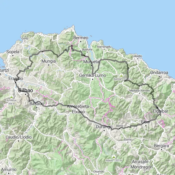 Miniatua del mapa de inspiración ciclista "Ruta de Ciclismo de Carretera Erandio - San Román" en País Vasco, Spain. Generado por Tarmacs.app planificador de rutas ciclistas