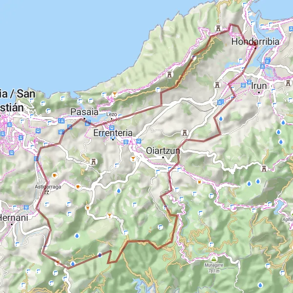 Map miniature of "Scenic Gravel Tour to Hondarribia" cycling inspiration in País Vasco, Spain. Generated by Tarmacs.app cycling route planner