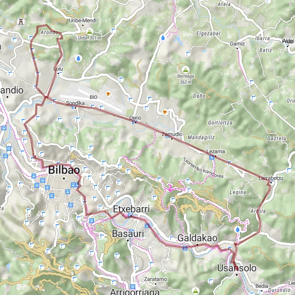 Miniaturní mapa "Cyklostezka kolem Galdakao" inspirace pro cyklisty v oblasti País Vasco, Spain. Vytvořeno pomocí plánovače tras Tarmacs.app