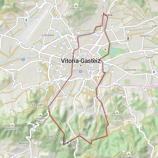 Miniatua del mapa de inspiración ciclista "Ruta en bicicleta de grava alrededor de Gasteiz / Vitoria" en País Vasco, Spain. Generado por Tarmacs.app planificador de rutas ciclistas