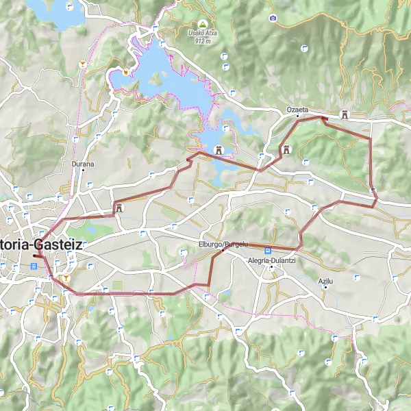 Miniaturní mapa "Gravelová výprava kolem Vitorie" inspirace pro cyklisty v oblasti País Vasco, Spain. Vytvořeno pomocí plánovače tras Tarmacs.app