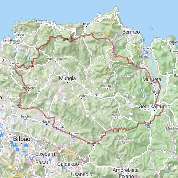 Karten-Miniaturansicht der Radinspiration "Erkundungstour durch das baskische Hinterland" in País Vasco, Spain. Erstellt vom Tarmacs.app-Routenplaner für Radtouren