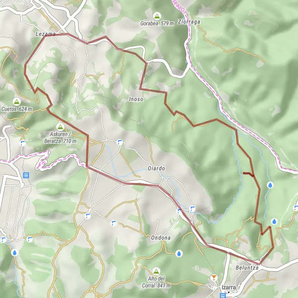 Miniaturní mapa "Gravelová výprava Goiuri" inspirace pro cyklisty v oblasti País Vasco, Spain. Vytvořeno pomocí plánovače tras Tarmacs.app