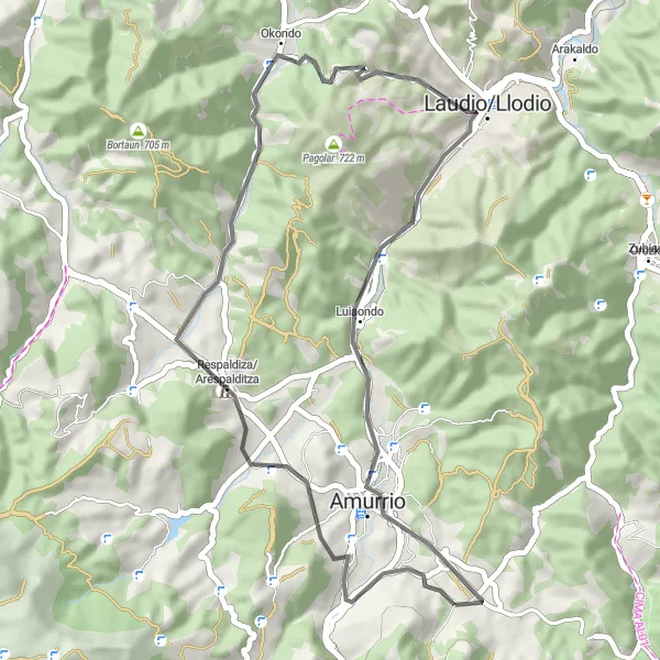 Map miniature of "Burubio Countryside Tour" cycling inspiration in País Vasco, Spain. Generated by Tarmacs.app cycling route planner