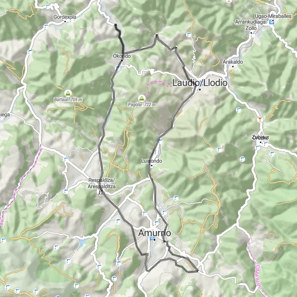 Miniaturní mapa "Cyklistická trasa z Lezamy" inspirace pro cyklisty v oblasti País Vasco, Spain. Vytvořeno pomocí plánovače tras Tarmacs.app