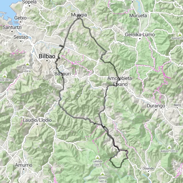 Miniatura mapy "Trasa wycieczki rowerowej przez Górę Gamiz i Zeberio" - trasy rowerowej w País Vasco, Spain. Wygenerowane przez planer tras rowerowych Tarmacs.app
