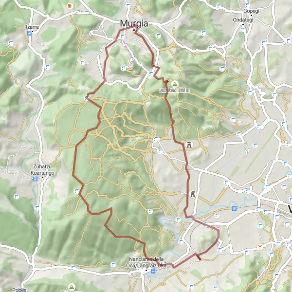 Map miniature of "Gravel Adventure - Murgia to Aperregi" cycling inspiration in País Vasco, Spain. Generated by Tarmacs.app cycling route planner