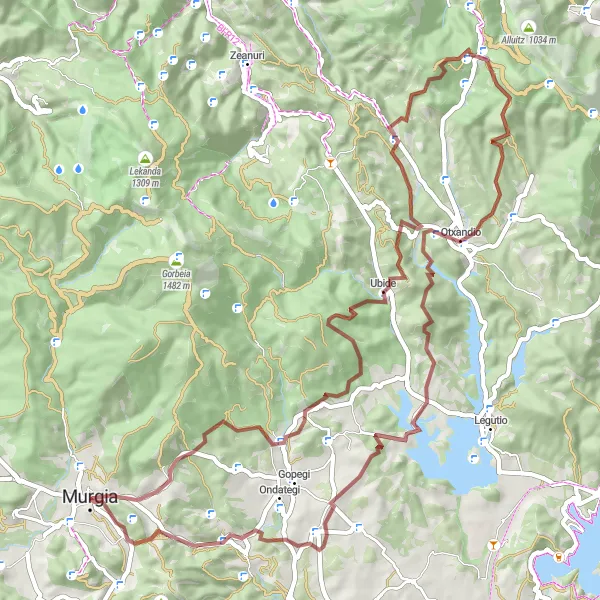 Miniature de la carte de l'inspiration cycliste "Les montagnes et la nature sauvage de Murgia" dans la País Vasco, Spain. Générée par le planificateur d'itinéraire cycliste Tarmacs.app