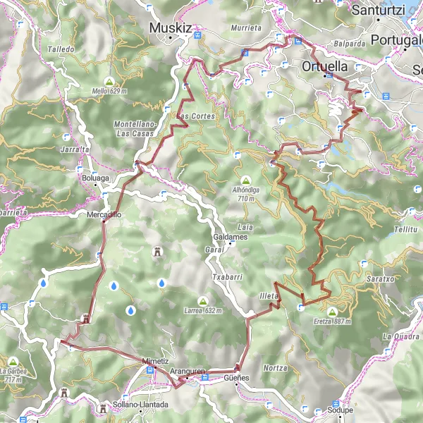 Miniaturní mapa "Gravel Route to Peña Helada and Putxeta" inspirace pro cyklisty v oblasti País Vasco, Spain. Vytvořeno pomocí plánovače tras Tarmacs.app