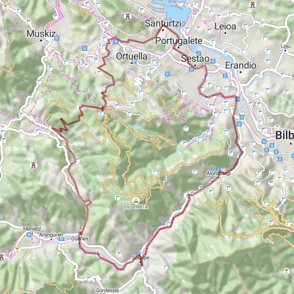 Miniatua del mapa de inspiración ciclista "Ruta de ciclismo en gravilla desde Portugalete" en País Vasco, Spain. Generado por Tarmacs.app planificador de rutas ciclistas