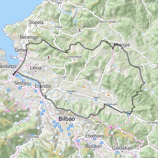 Miniaturní mapa "Cyklovýlet kolem Portugalete" inspirace pro cyklisty v oblasti País Vasco, Spain. Vytvořeno pomocí plánovače tras Tarmacs.app