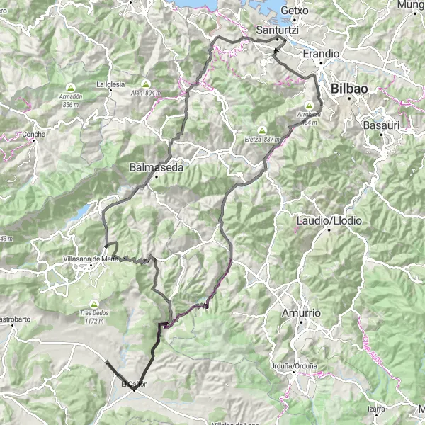 Miniatua del mapa de inspiración ciclista "Ruta en bici por carretera desde Santurtzi" en País Vasco, Spain. Generado por Tarmacs.app planificador de rutas ciclistas