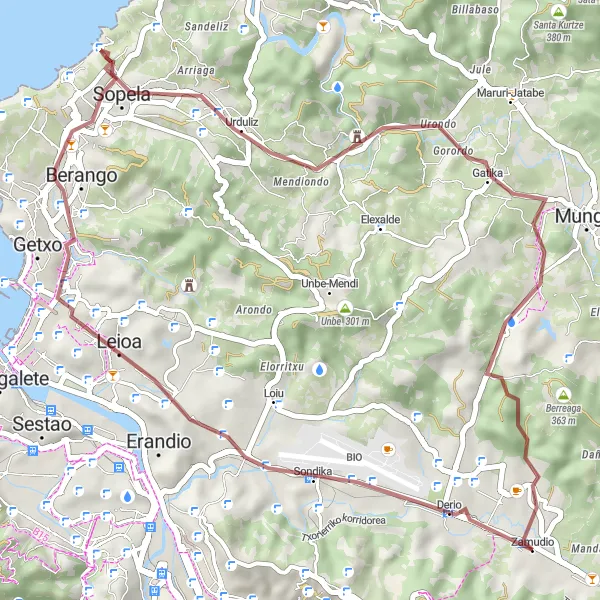 Map miniature of "Zamudio to Butroe's Castle Gravel Route" cycling inspiration in País Vasco, Spain. Generated by Tarmacs.app cycling route planner