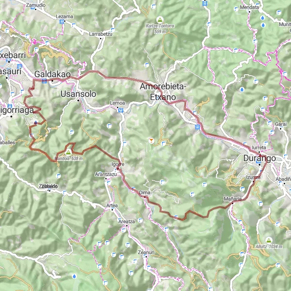 Miniature de la carte de l'inspiration cycliste "Parcours authentique dans la campagne basque" dans la País Vasco, Spain. Générée par le planificateur d'itinéraire cycliste Tarmacs.app