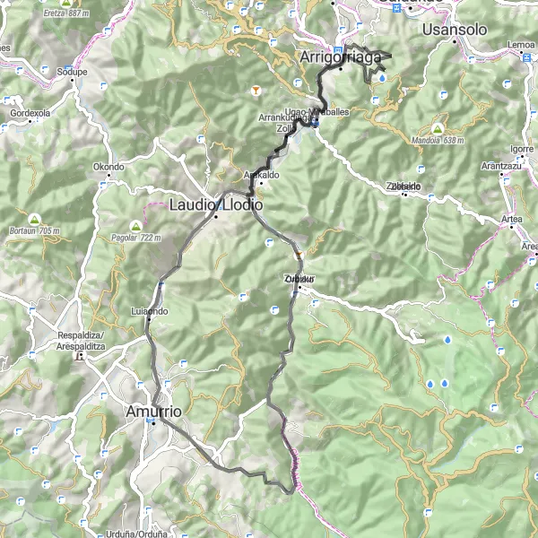 Miniatua del mapa de inspiración ciclista "Ruta de Carretera Zaratamo- Zaratamo" en País Vasco, Spain. Generado por Tarmacs.app planificador de rutas ciclistas