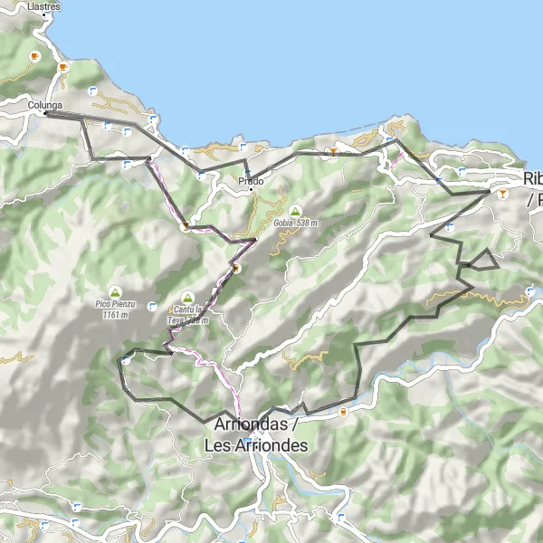 Miniaturní mapa "Podél řeky Sella" inspirace pro cyklisty v oblasti Principado de Asturias, Spain. Vytvořeno pomocí plánovače tras Tarmacs.app