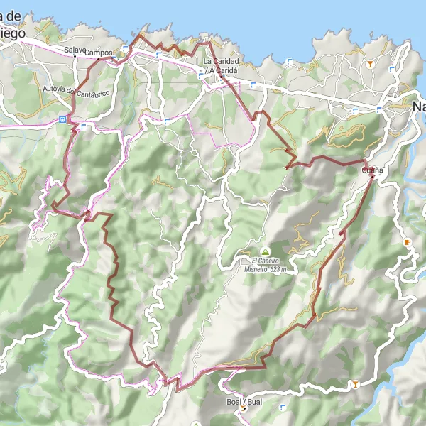 Miniature de la carte de l'inspiration cycliste "Circuit de cyclisme de découverte de Porcía" dans la Principado de Asturias, Spain. Générée par le planificateur d'itinéraire cycliste Tarmacs.app