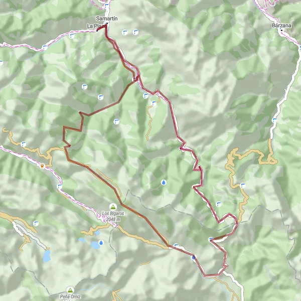 Miniatuurkaart van de fietsinspiratie "Graveltocht door het prachtige landschap" in Principado de Asturias, Spain. Gemaakt door de Tarmacs.app fietsrouteplanner