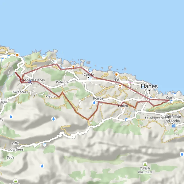 Miniatua del mapa de inspiración ciclista "Ruta en Bicicleta por Caminos de Grava hacia Celorio" en Principado de Asturias, Spain. Generado por Tarmacs.app planificador de rutas ciclistas