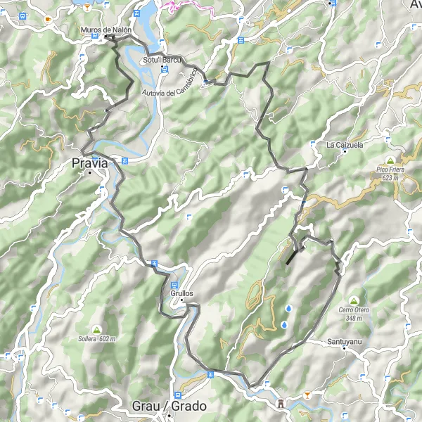 Miniaturní mapa "Road Bike Trasa kolem La Pumariega" inspirace pro cyklisty v oblasti Principado de Asturias, Spain. Vytvořeno pomocí plánovače tras Tarmacs.app