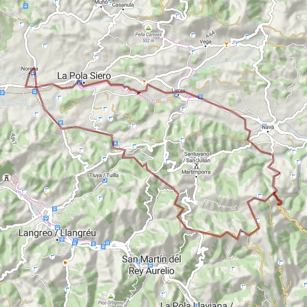 Karten-Miniaturansicht der Radinspiration "Ruta de los Bosques" in Principado de Asturias, Spain. Erstellt vom Tarmacs.app-Routenplaner für Radtouren