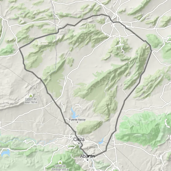 Miniatua del mapa de inspiración ciclista "Ruta de Carretera hacia Jumilla desde Abarán" en Región de Murcia, Spain. Generado por Tarmacs.app planificador de rutas ciclistas