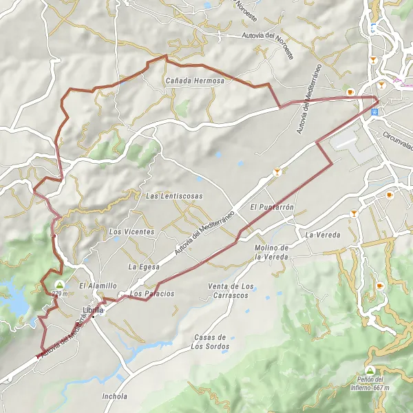 Miniatuurkaart van de fietsinspiratie "Gravelroute door de heuvels van Alcantarilla" in Región de Murcia, Spain. Gemaakt door de Tarmacs.app fietsrouteplanner