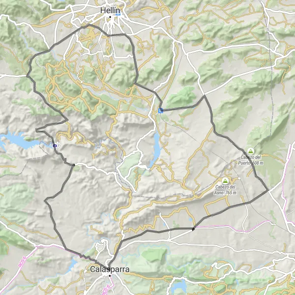 Miniatura mapy "Trasa Szosowa w okolicy Calasparra" - trasy rowerowej w Región de Murcia, Spain. Wygenerowane przez planer tras rowerowych Tarmacs.app