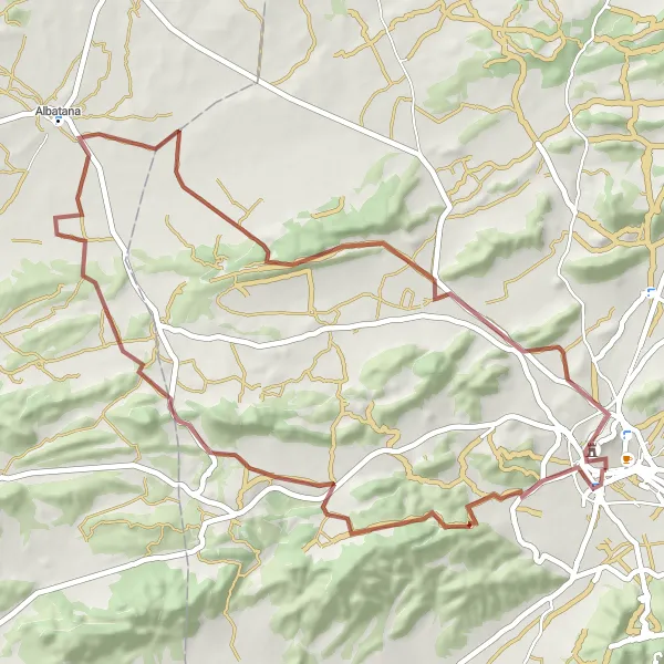 Miniatura della mappa di ispirazione al ciclismo "Itinerario Gravel Via Alpe con Panorami Mozzafiato" nella regione di Región de Murcia, Spain. Generata da Tarmacs.app, pianificatore di rotte ciclistiche