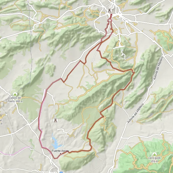 Map miniature of "Sierra de Ascoy Loop" cycling inspiration in Región de Murcia, Spain. Generated by Tarmacs.app cycling route planner