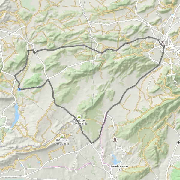 Miniatua del mapa de inspiración ciclista "Ruta de Carretera a La Estacada" en Región de Murcia, Spain. Generado por Tarmacs.app planificador de rutas ciclistas