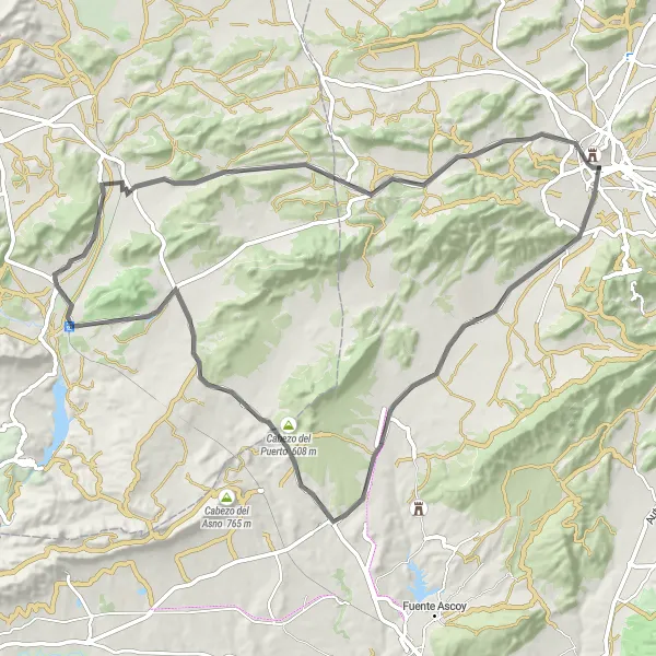Miniature de la carte de l'inspiration cycliste "Les collines de Jumilla" dans la Región de Murcia, Spain. Générée par le planificateur d'itinéraire cycliste Tarmacs.app