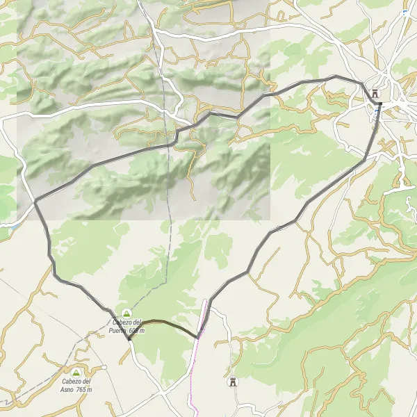 Map miniature of "Scenic Route to Cancarix" cycling inspiration in Región de Murcia, Spain. Generated by Tarmacs.app cycling route planner