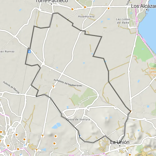 Miniatura mapy "Rowerowa wyprawa przez tereny Murcji" - trasy rowerowej w Región de Murcia, Spain. Wygenerowane przez planer tras rowerowych Tarmacs.app